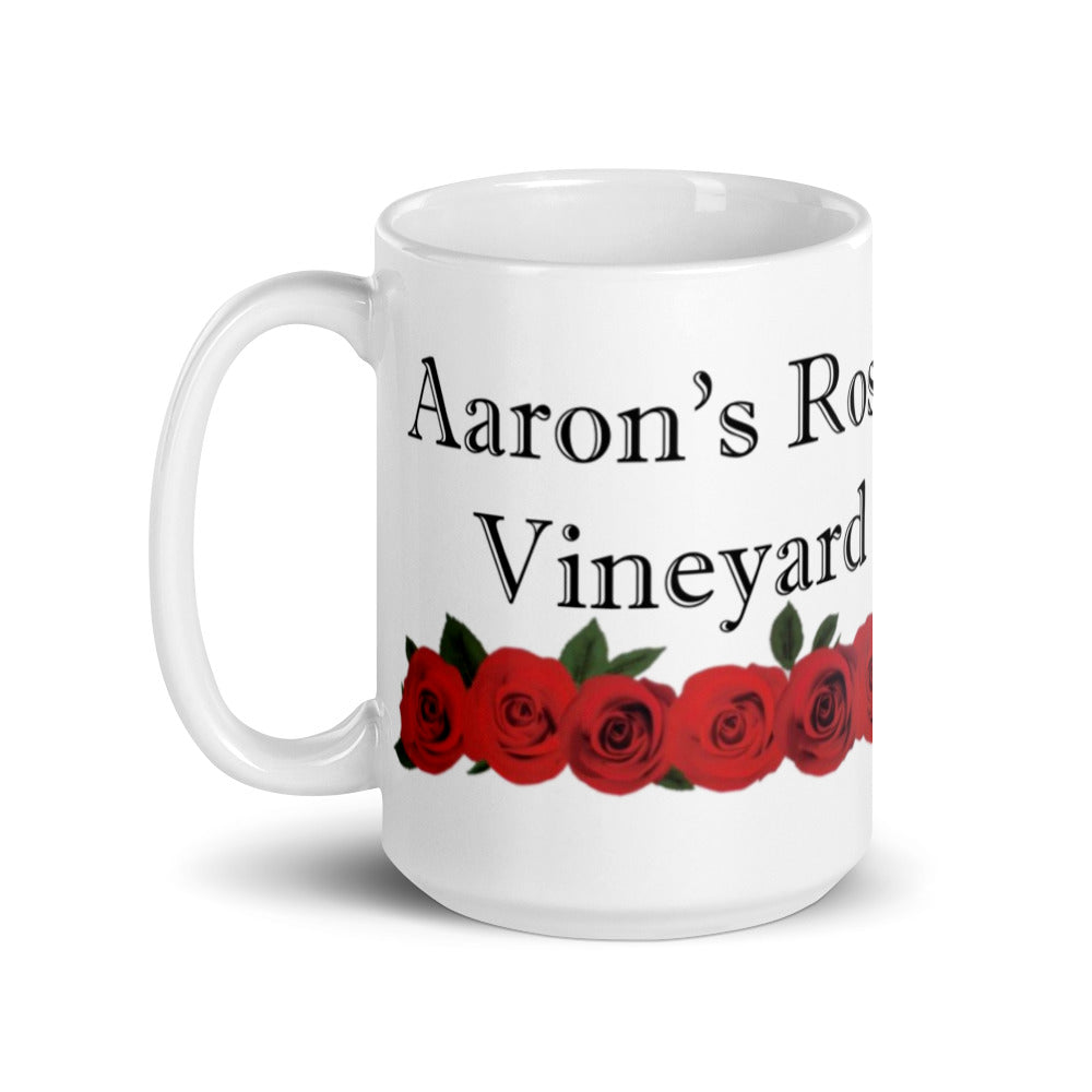 Aaron's Rose Vineyard White glossy mug